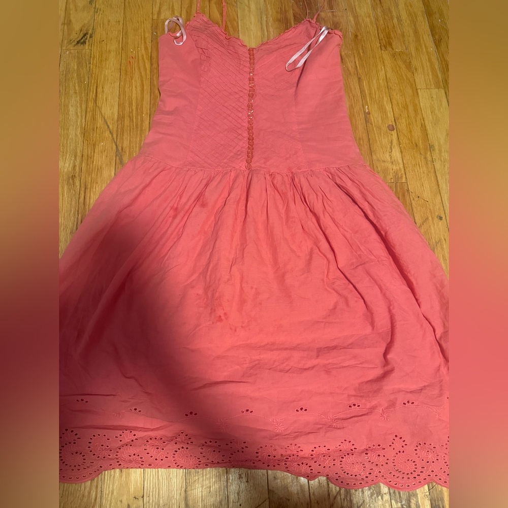 New Look Coral and Gray Striped Top